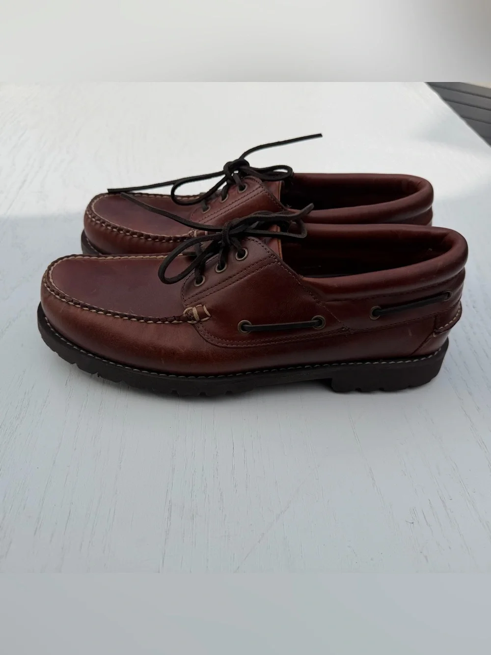L.L Bean Boat Shoes Men's 12 D Campsides Docksides Leather Brown
